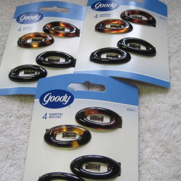 4 Goody 2002 Plastic Oval Hair Barette Clips 1 1/2" Secure Metal Stay Tight Back - Picture 8 of 8